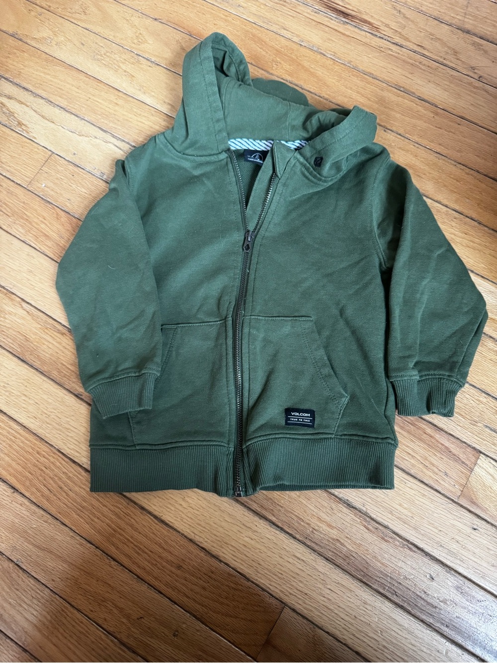 Volcom Kids Olive Green Hooded Zip-Up Sweatshirt